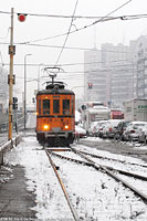 Neve sulla citta' - Tranvia Milano-Limbiate.